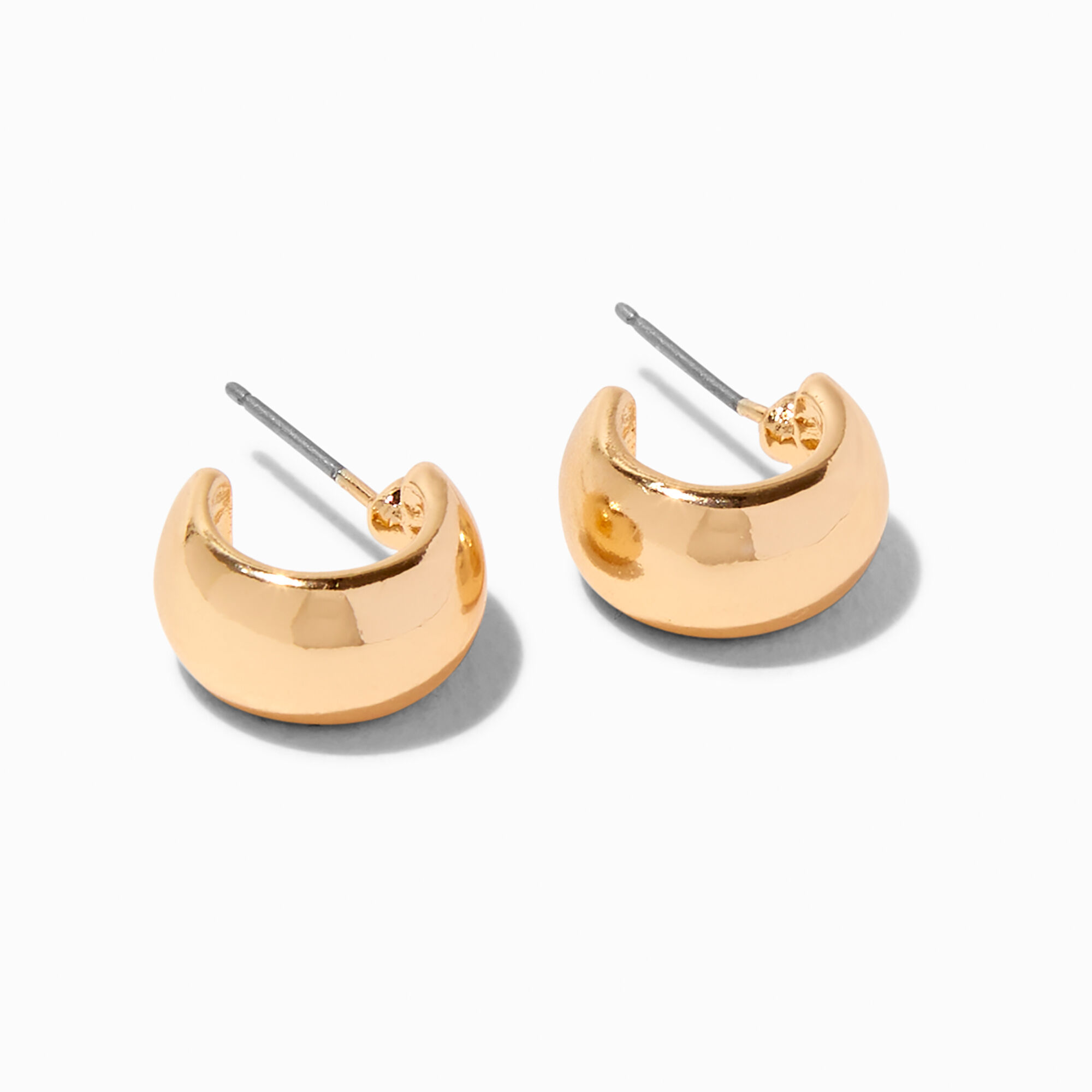 Gold-tone 10mm Wide Curved Hoop Earrings,