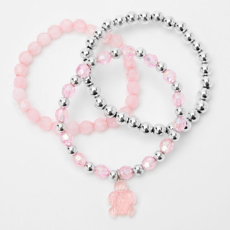 Claire&#39;s Club Turtle Beaded Stretch Bracelets - Pink, 3 Pack,