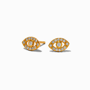 C LUXE by Claire&#39;s Gold-tone Sterling Silver Cubic Zirconia Evil Eye Stud Earrings,