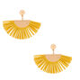 Gold Suede Fan Drop Earrings - Mustard,