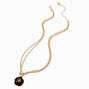 Collier multi-rangs &agrave; pendentif fleur et barre en T couleur dor&eacute;e,