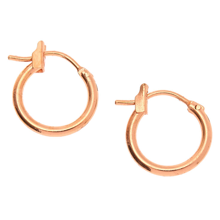 18kt Rose Gold Plated 12MM Hinge Hoop Earrings,