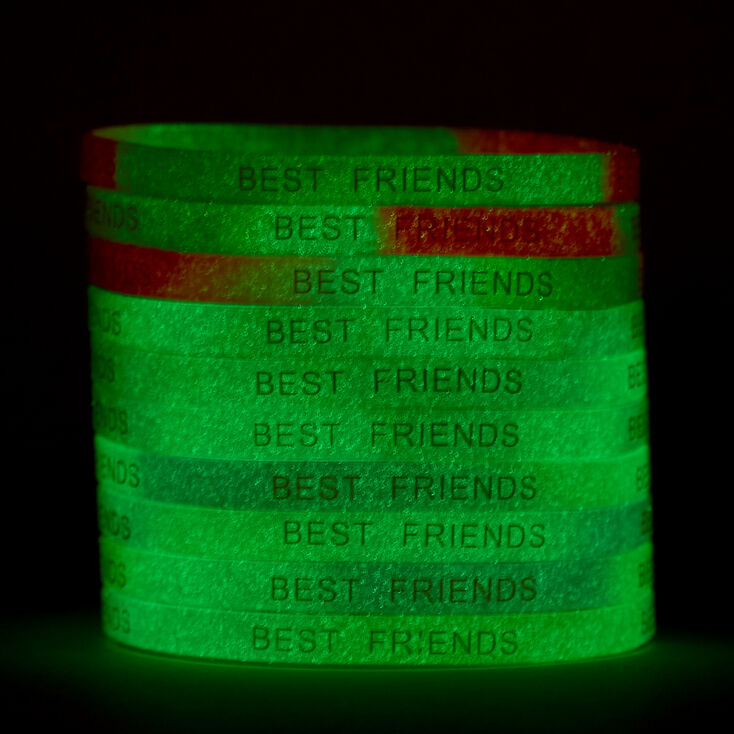 Bracelets &eacute;lastiques d&eacute;grad&eacute;s phosphorescents Best Friends - Lot de 10,