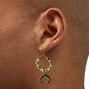 Jade Green Beaded Gold-tone Hoop 1.5&quot; Drop Earrings,