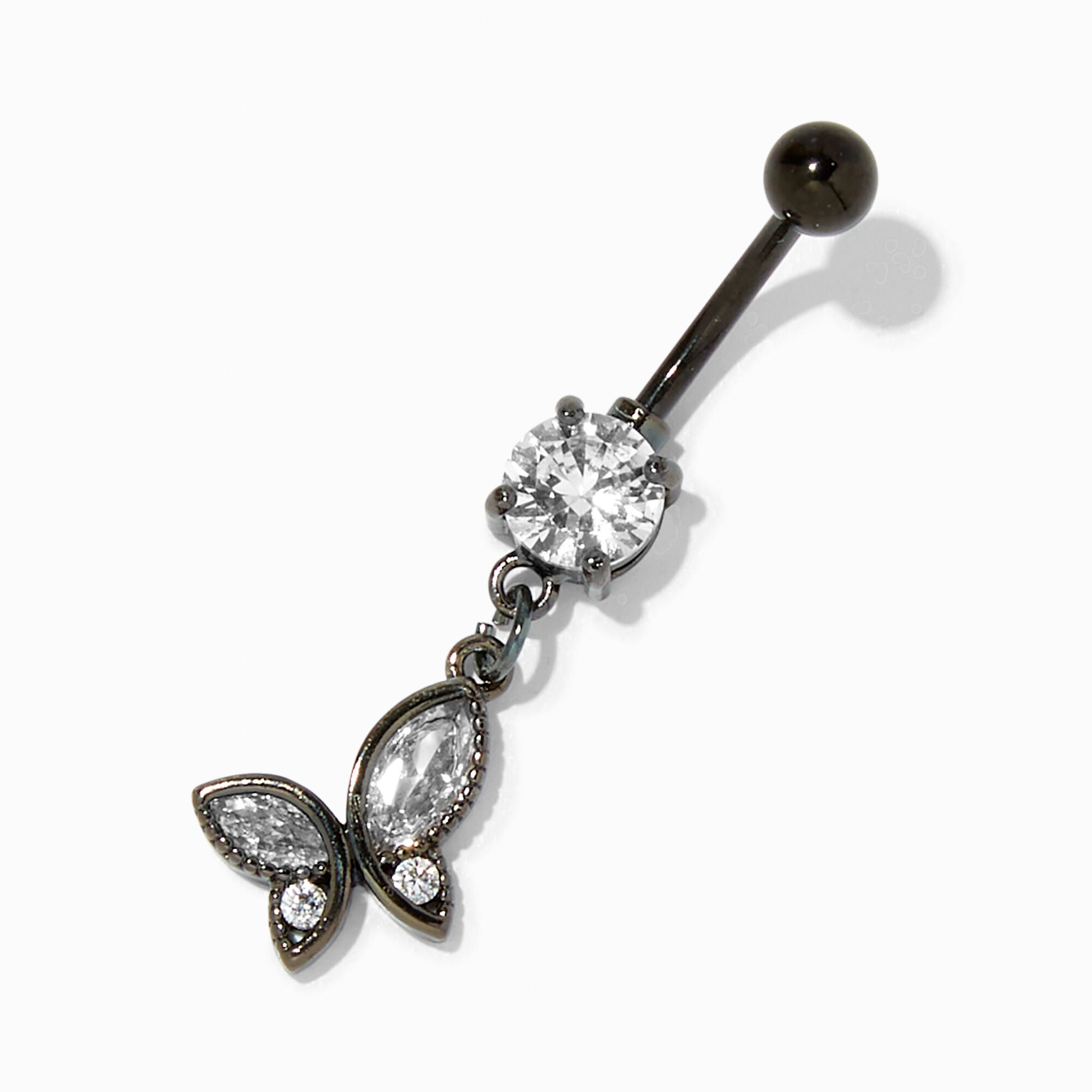 Butterfly Decor Rhinestone Belly Ring