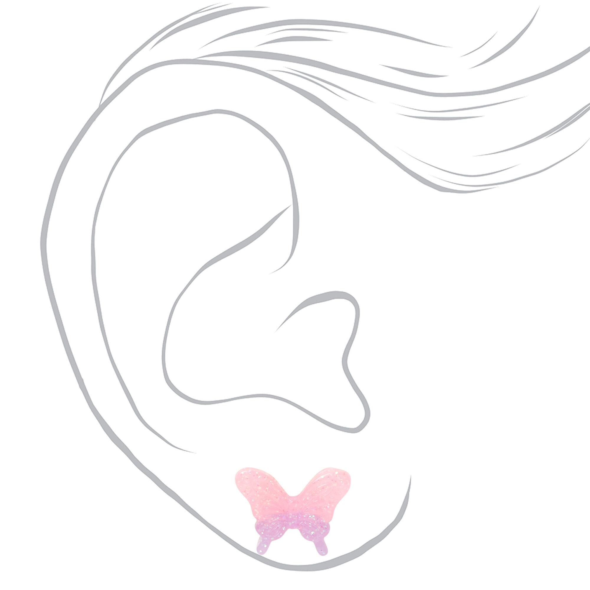 Pastel Ombré Glow In the Dark Butterfly Stud Earrings,