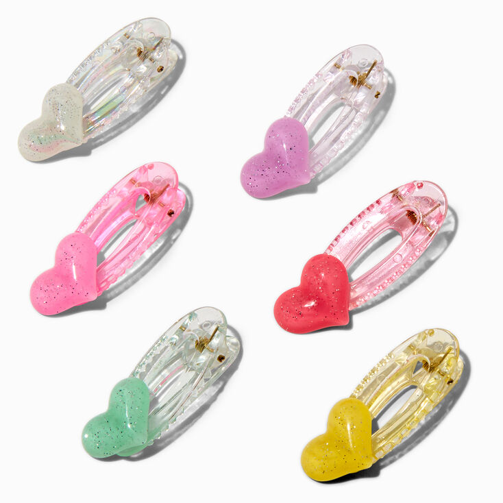 Claire&#39;s Club Jelly Hearts Hair Clips - 6 Pack,
