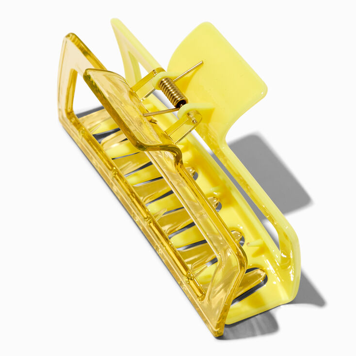 Grande pince &agrave; cheveux rectangulaire jaune bicolore,