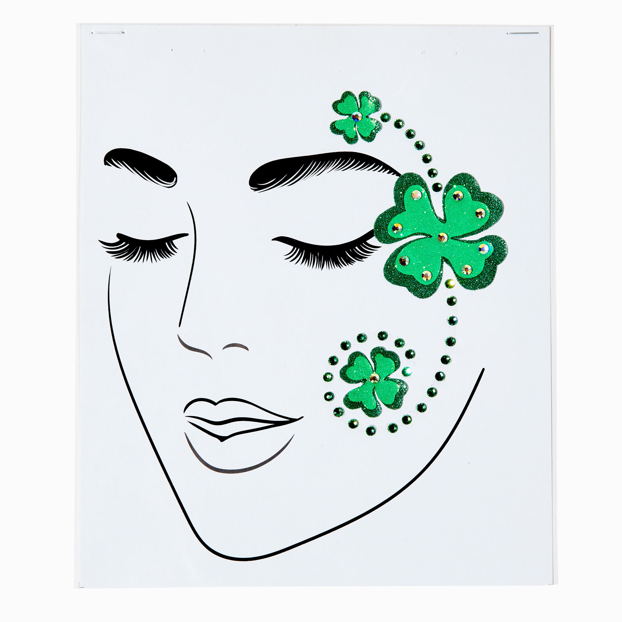 St. Patrick's Day Shamrock Trio Face Stickers,