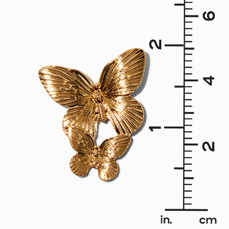 Gold-tone Double Butterfly 1.5&quot; Drop Earrings,