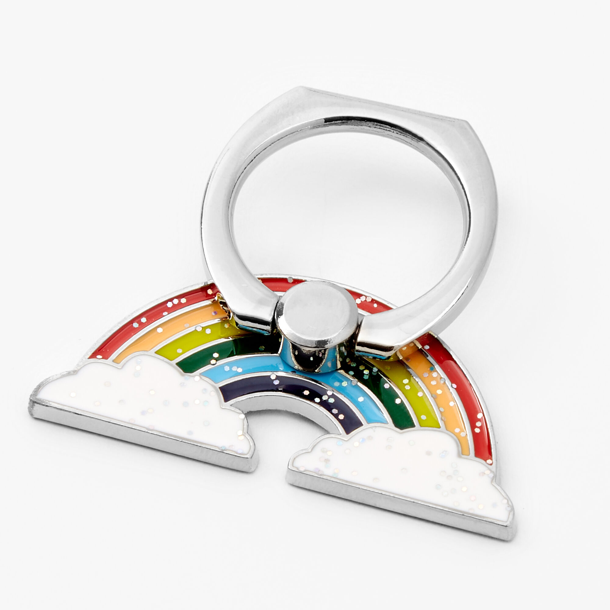 Support avec anneau arc-en-ciel pailleté,