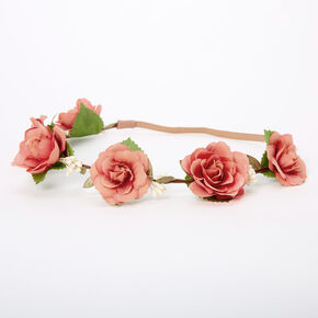 Dusty Rose Flower Crown Headwrap ,