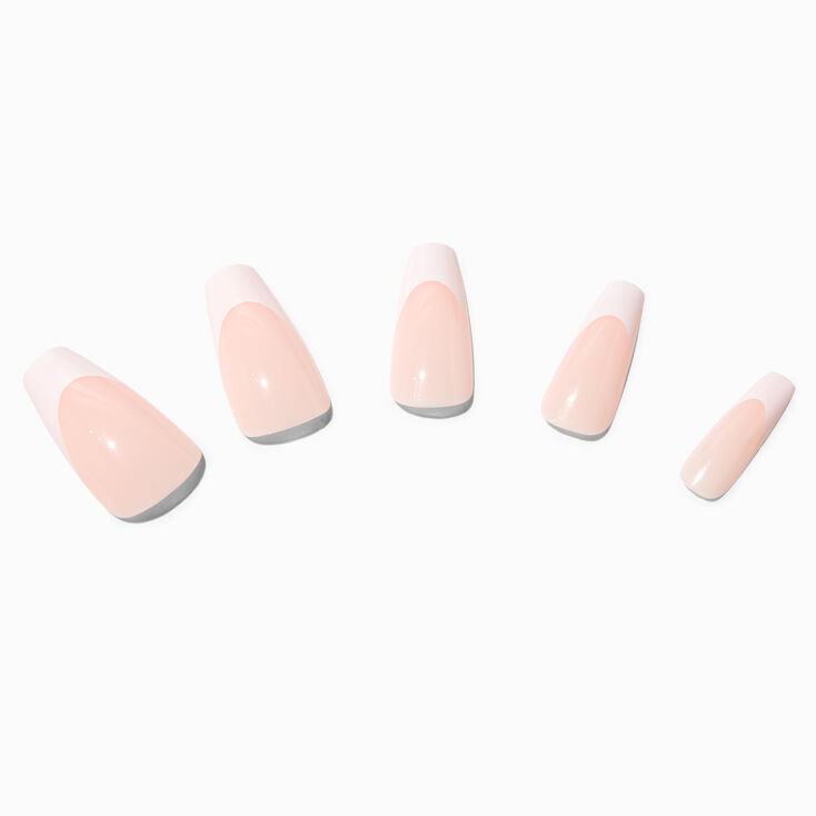 Faux ongles vegan squareletto french manucure blancs - Lot de 24,