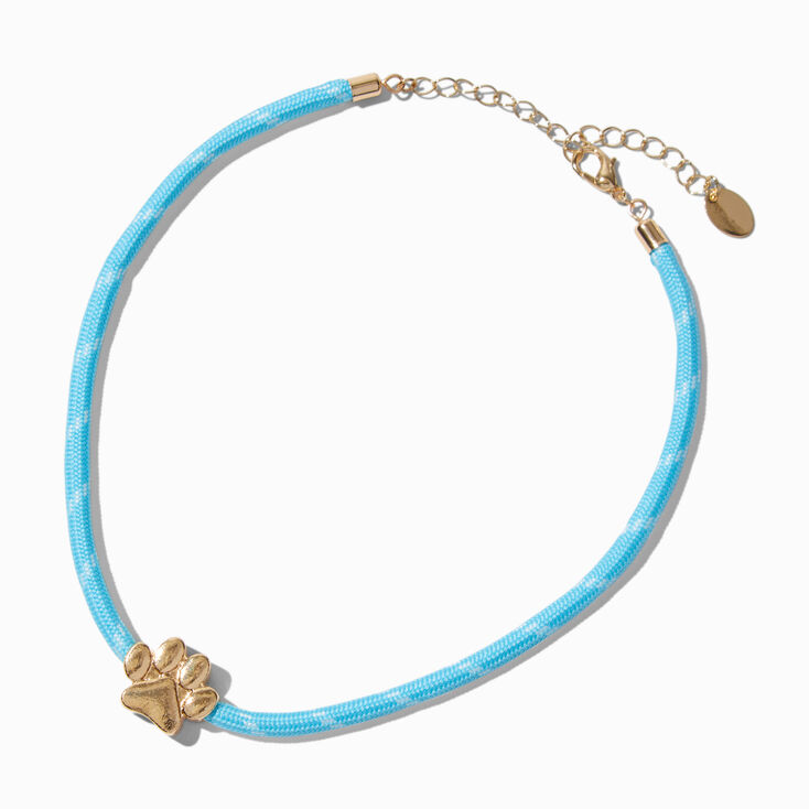 Light Blue Rope Paw Pendant Necklace,