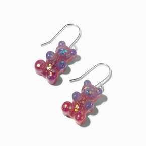 Coral Glitter Color-Changing Gummy Bear 0.5&quot; Drop Earrings,