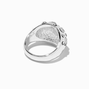 Silver-tone Mixed Rhinestone Bubble Statement Ring ,