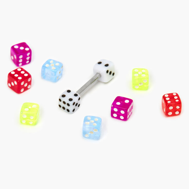 Neon Dice Interchangeable Tongue Rings - 9 Pack,