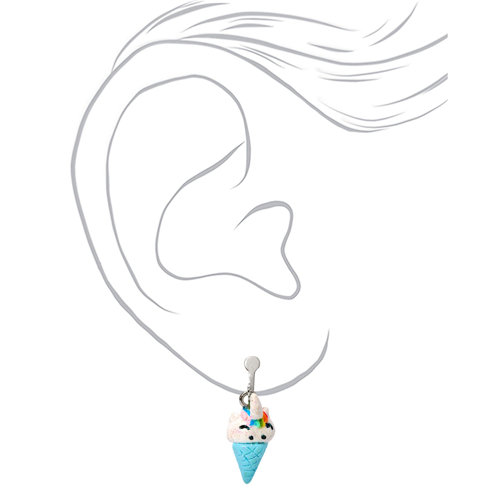 Glitter Ice Pop & Ice Cream Clip-On Earrings - 3 Pack,