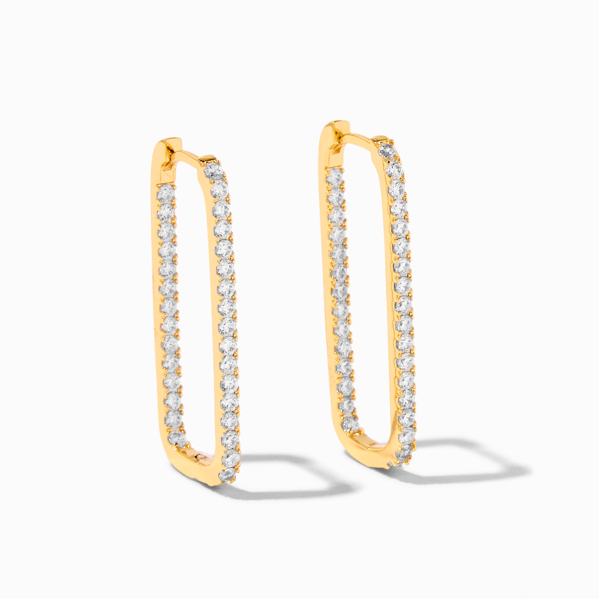 View C Luxe By Claires 18K Gold Plated Pavé 10MM Cubic Zirconia Oval Hoop Earrings Yellow information