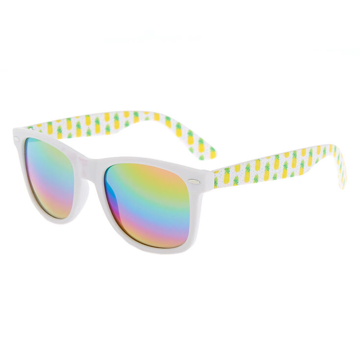 Claire's Lunettes de soleil rétro ananas blanches
