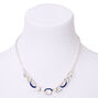 Silver Enamel Chain Link Statement Necklace - Navy,