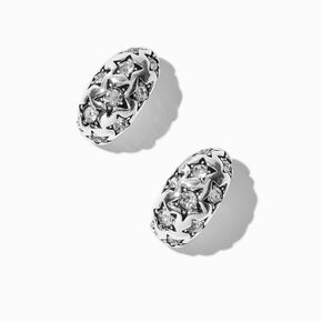 Silver-tone Star Print Stud Earrings,