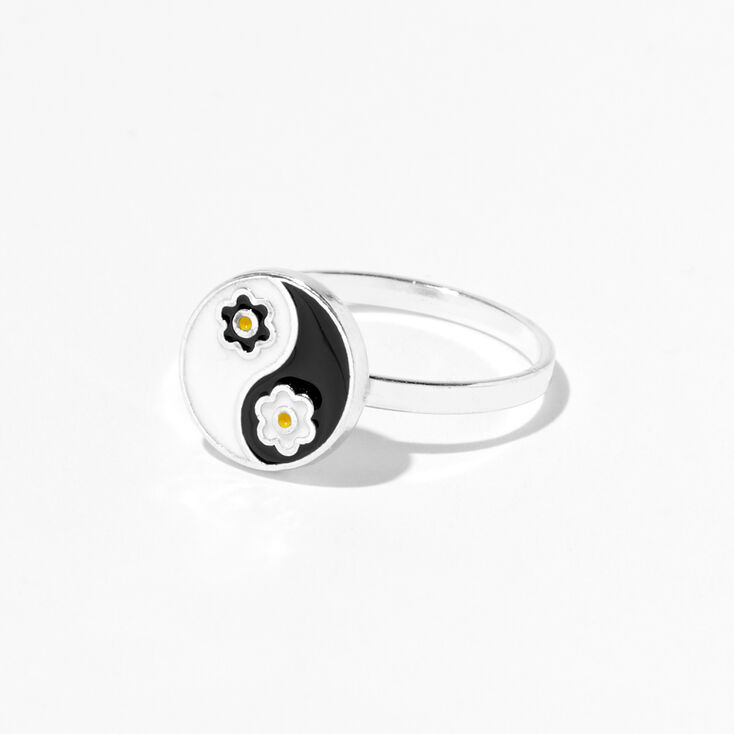 Silver Daisy Yin Yang Fidget Ring,