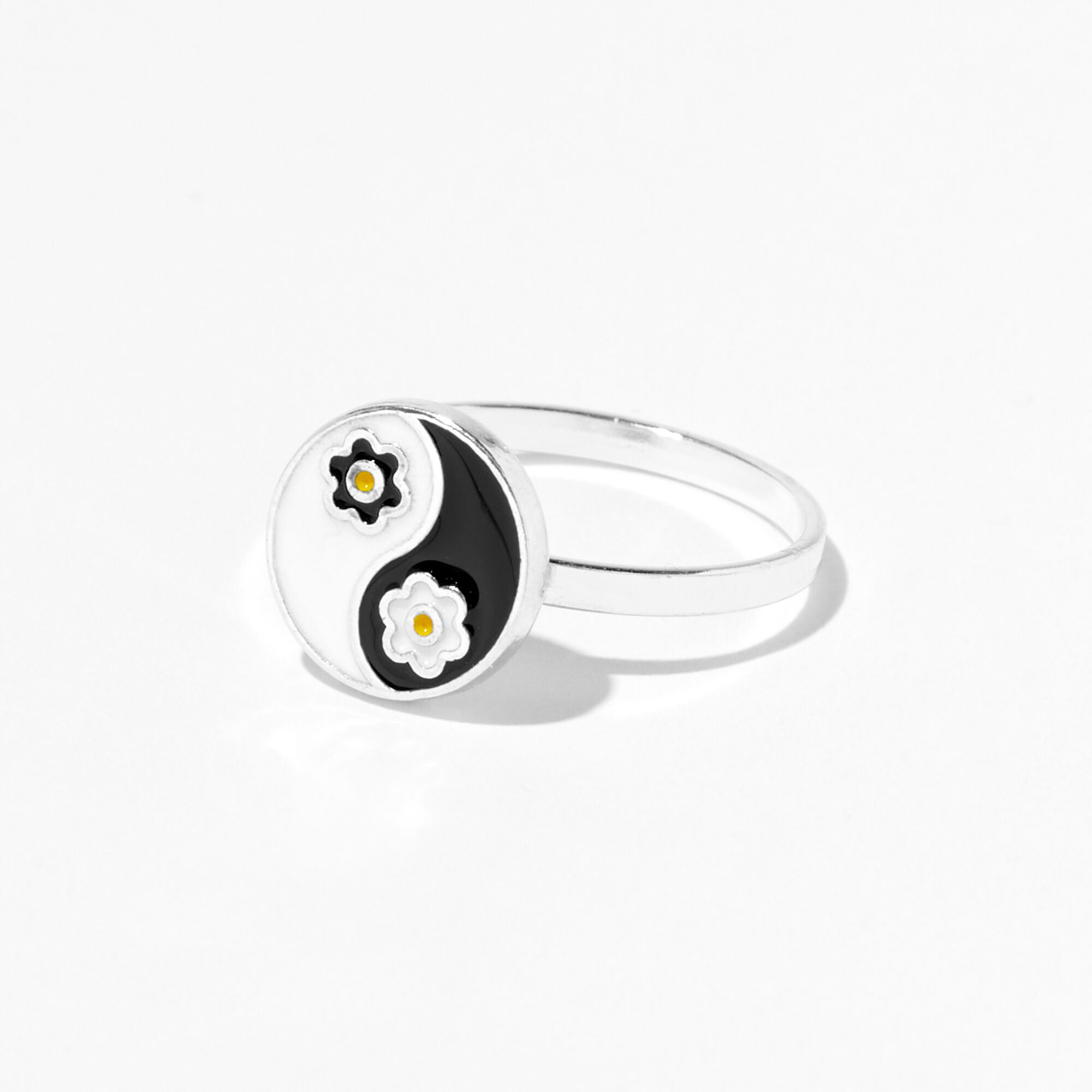 Orphan Specialitet Forbindelse Silver Daisy Yin Yang Fidget Ring | Claire's US