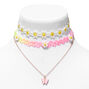 Daisy Chokers &amp; Pink Butterfly Pendant Necklaces &#40;3 Pack&#41;,