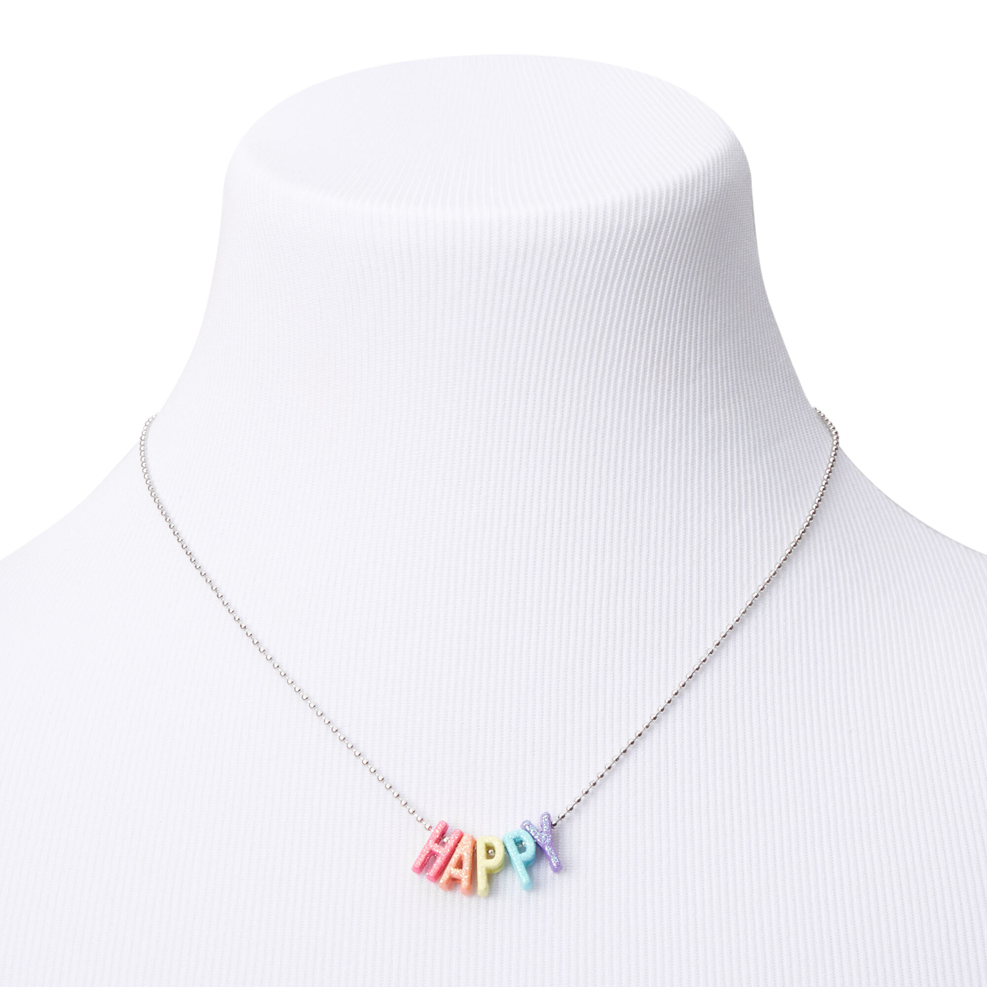 Happy Neon Rainbow Pendant Necklace,