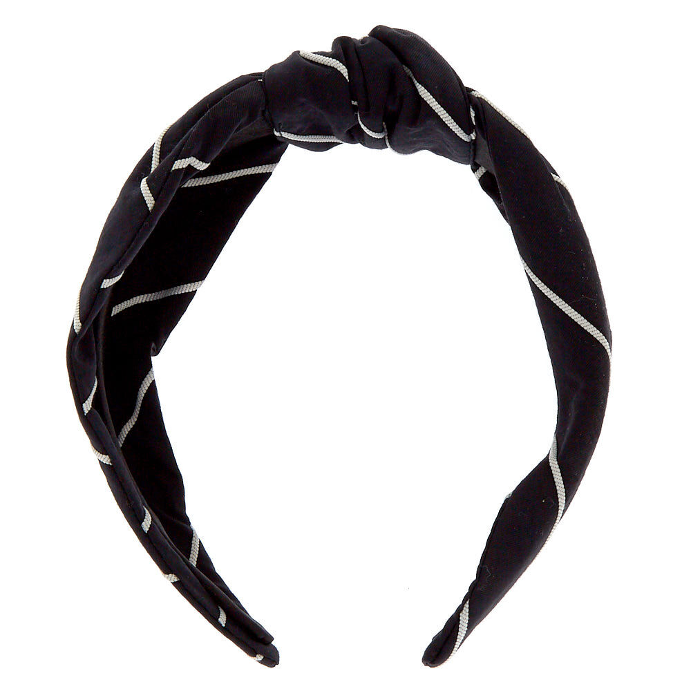 Striped Knotted Headband - Black,