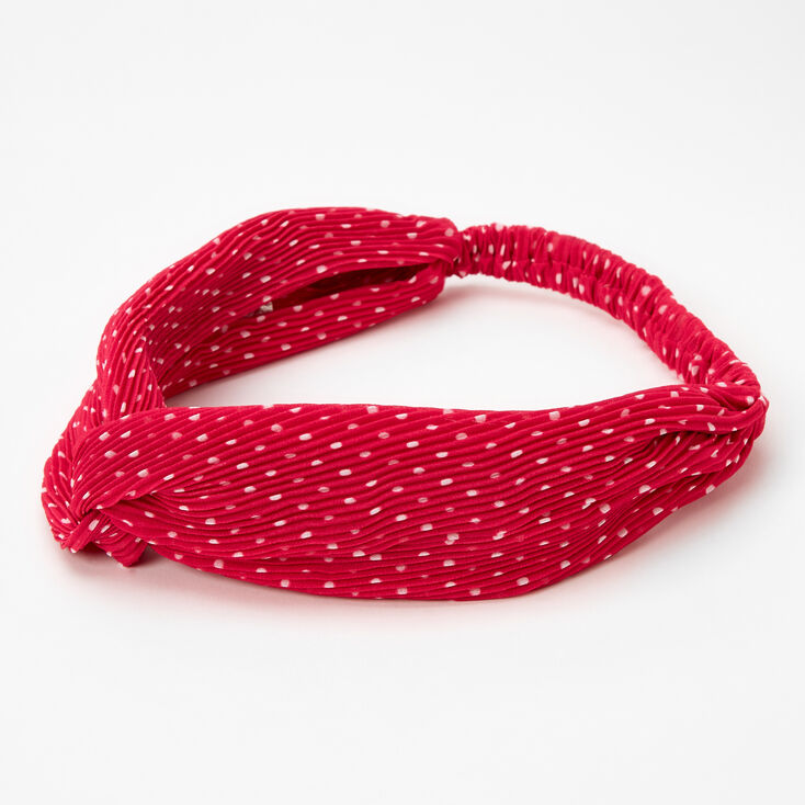 Claire's Bandeau noué plissé à pois — Fuchsia