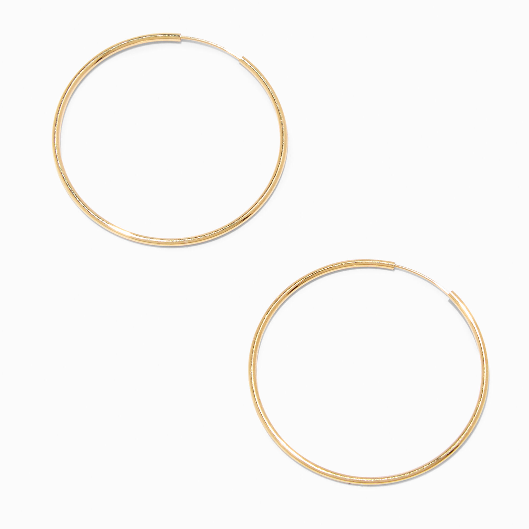 View Claires 18K Plated 30MM Sleek Hoop Earrings Gold information