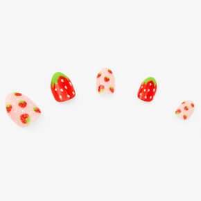 Strawberry Polka Dot Stiletto Press On Vegan Faux Nail Set - 24 Pack,