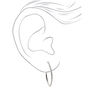 Silver 40MM Embellished Almond Hoop Earrings,