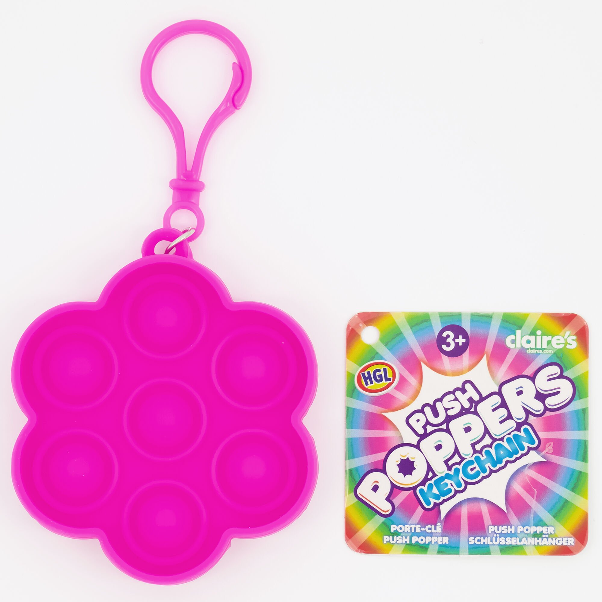 Neon Push Poppers Fidget Toy Keyring – Styles May Vary,