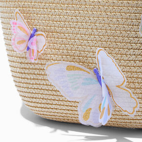 Claire&#39;s Club Butterfly Straw Tote Bag,