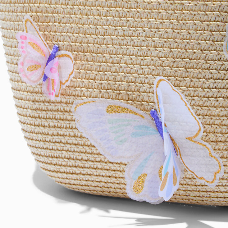 Claire&#39;s Club Butterfly Straw Tote Bag,
