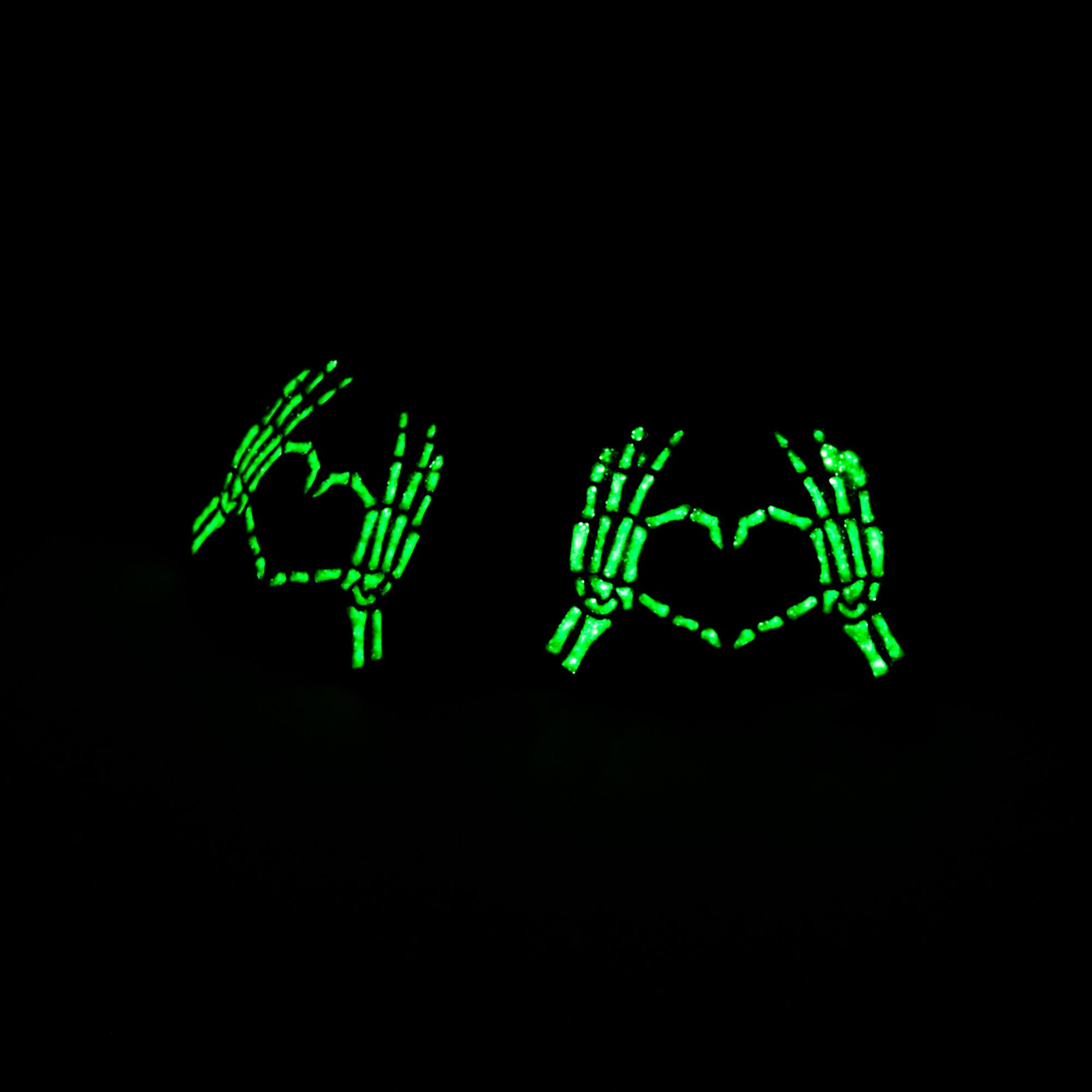 Skeleton Hand Heart Halloween Stud Earrings,