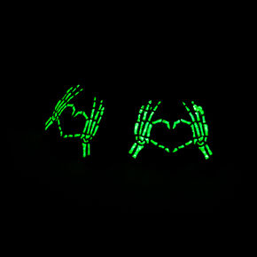 Skeleton Hand Heart Halloween Stud Earrings,