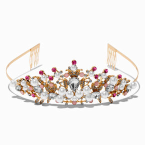 Claire&#39;s Club Pink Pearl Gold Tiara,