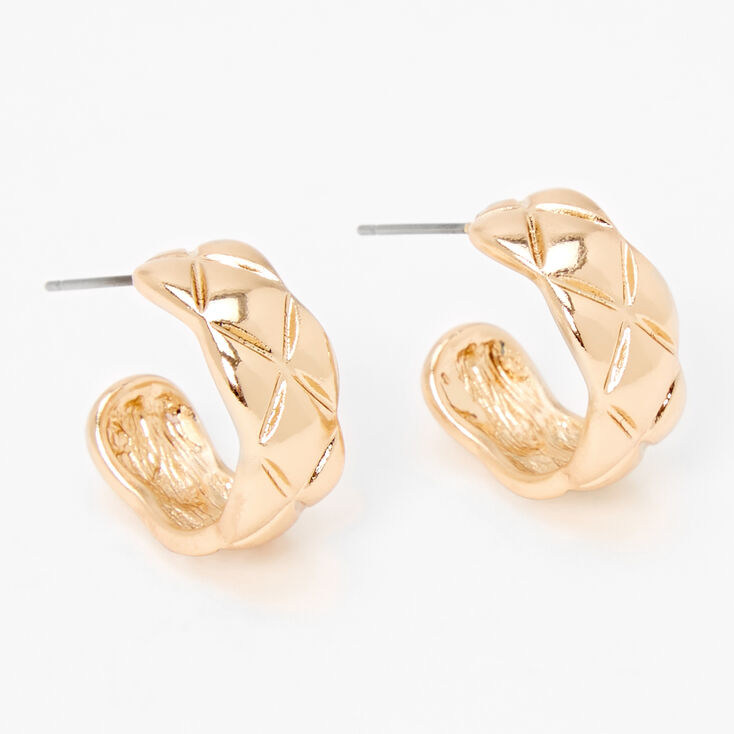 Gold 20MM Quilted Hoop Earrings,