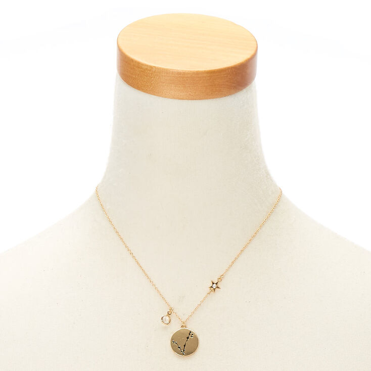 Gold Zodiac Pendant Necklace - Pisces,