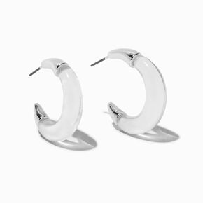 Clear Lucite Silver-tone Hoop Earrings,