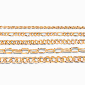 Gold Woven Chain Bracelet Set - 5 Pack,