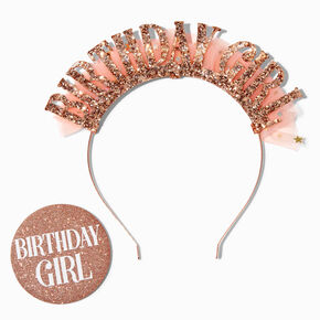 Rose Gold Birthday Girl Glitter Accessory Bundle,