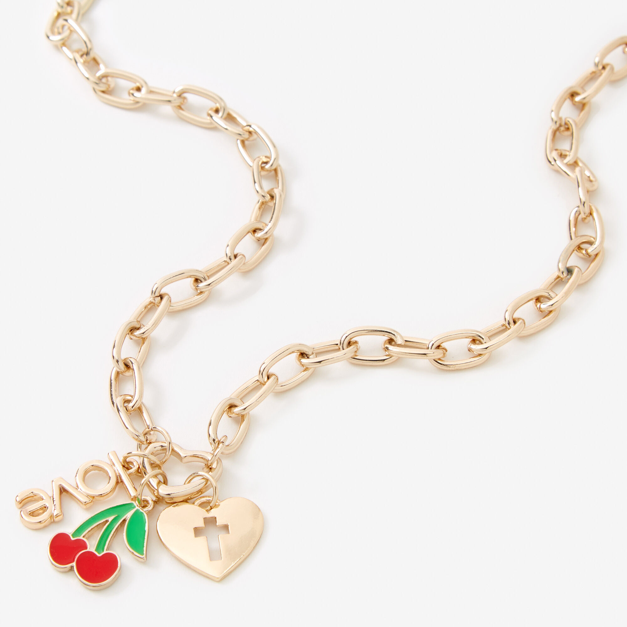 Gold Triple Love Charm 16" Necklace,