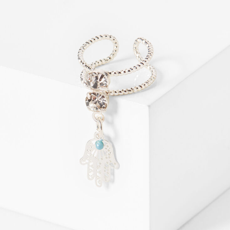 Silver Embellished High Five Ear Cuff,