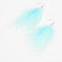 Silver 3&quot; Light Blue Feather Drop Earrings,