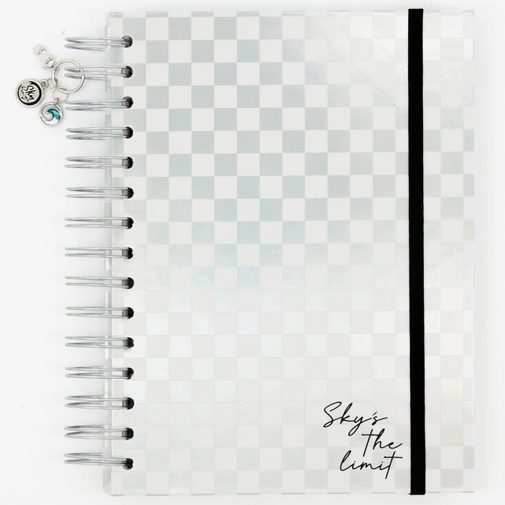 Sky Brown&trade; Checkered Notebook - Silver,